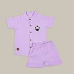 Lilac Muslin Shirt & Shorts – Zebra Embroidery