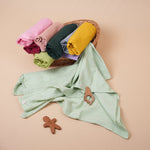 Light Sage Green Muslin Baby Swaddle – Soft & Stylish