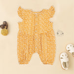 Yellow Crinkled Muslin Baby Romper – Soft, Playful & Perfect