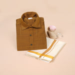 Burnt Sienna Silk Boys Ethnic Shirt & Dhoti Set – Traditional & Elegant