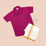 Dark Pink Silk Boys Ethnic Shirt & Dhoti Set – Bright & Traditional Babywear