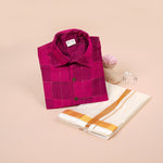 Magenta Silk Boys Ethnic Shirt & Dhoti Set – Festive & Elegant