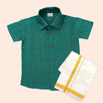 Premium Multi-Checked Silk Shirt & Dhoti Set for Boys