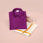 Royal Purple Silk Boys Ethnic Shirt & Dhoti Set – Vibrant Festive Finesse
