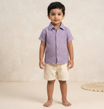 Lightweight solid Popcorn Shirt for boys by Boon Babies, casual polycotton collar shirt for kids aged 6 months to 5 years.