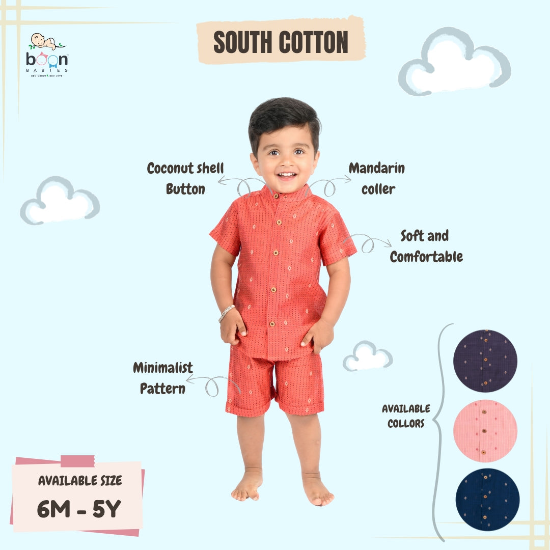 Simple Elegance in South Cotton: The Perfect Boys Shirt and Shorts Set by Boon Babies