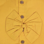 Mustard yellow cotton top with cream skirt, soft lining, elastic waist and comfy fit – perfect Kerala-style ethnic wear for girls aged 1–5 years.