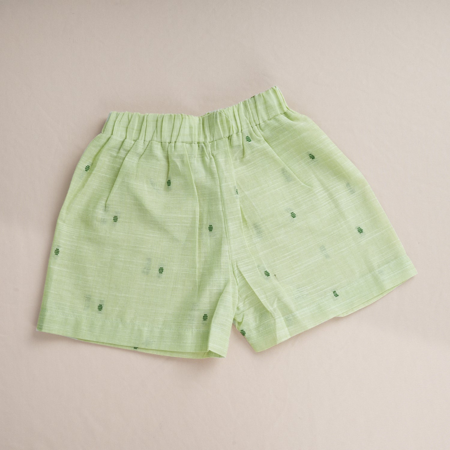Girls Mint Green Handloom Cotton Summer Co-ord Set