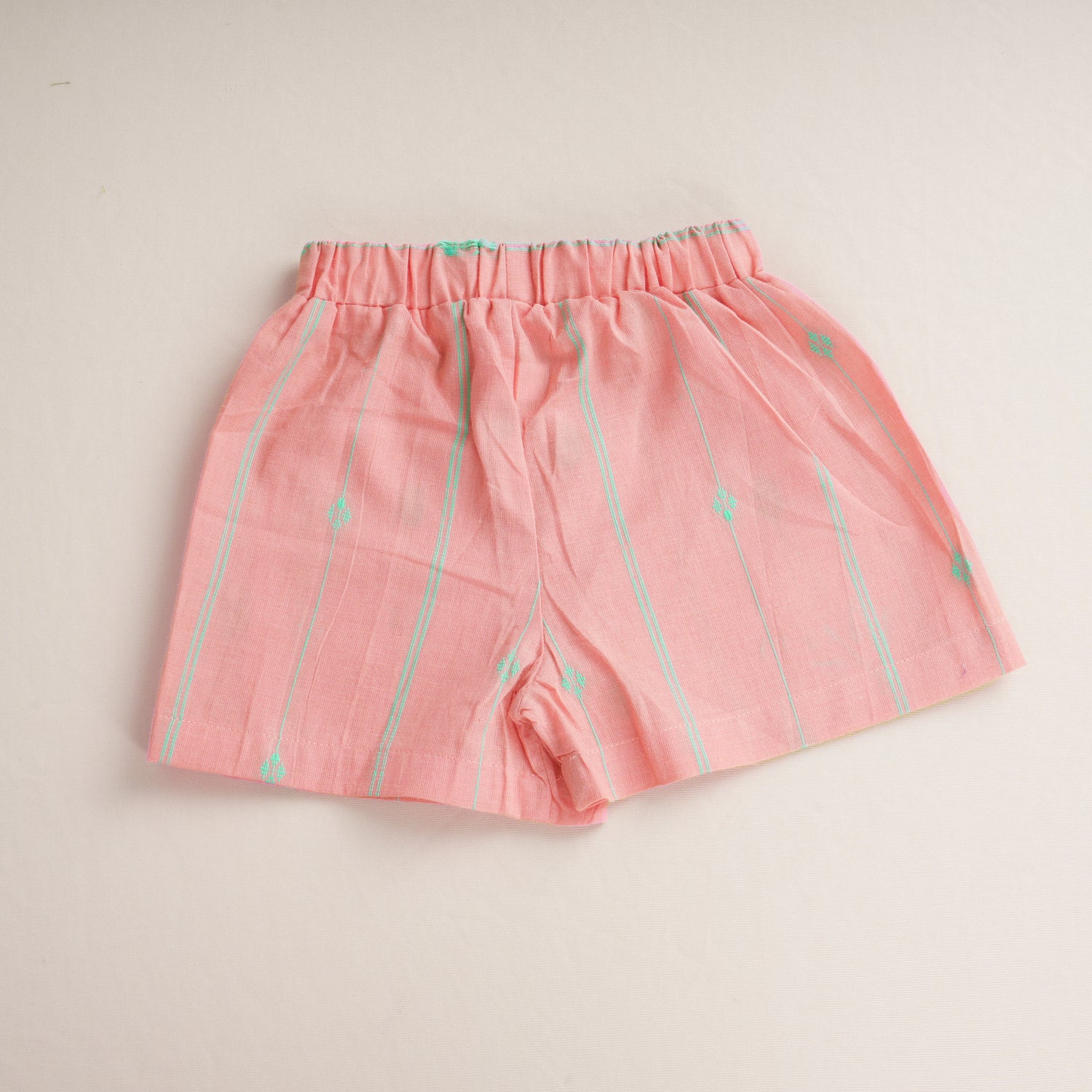 Girls Blush Pink Handloom Cotton Co-ord Set