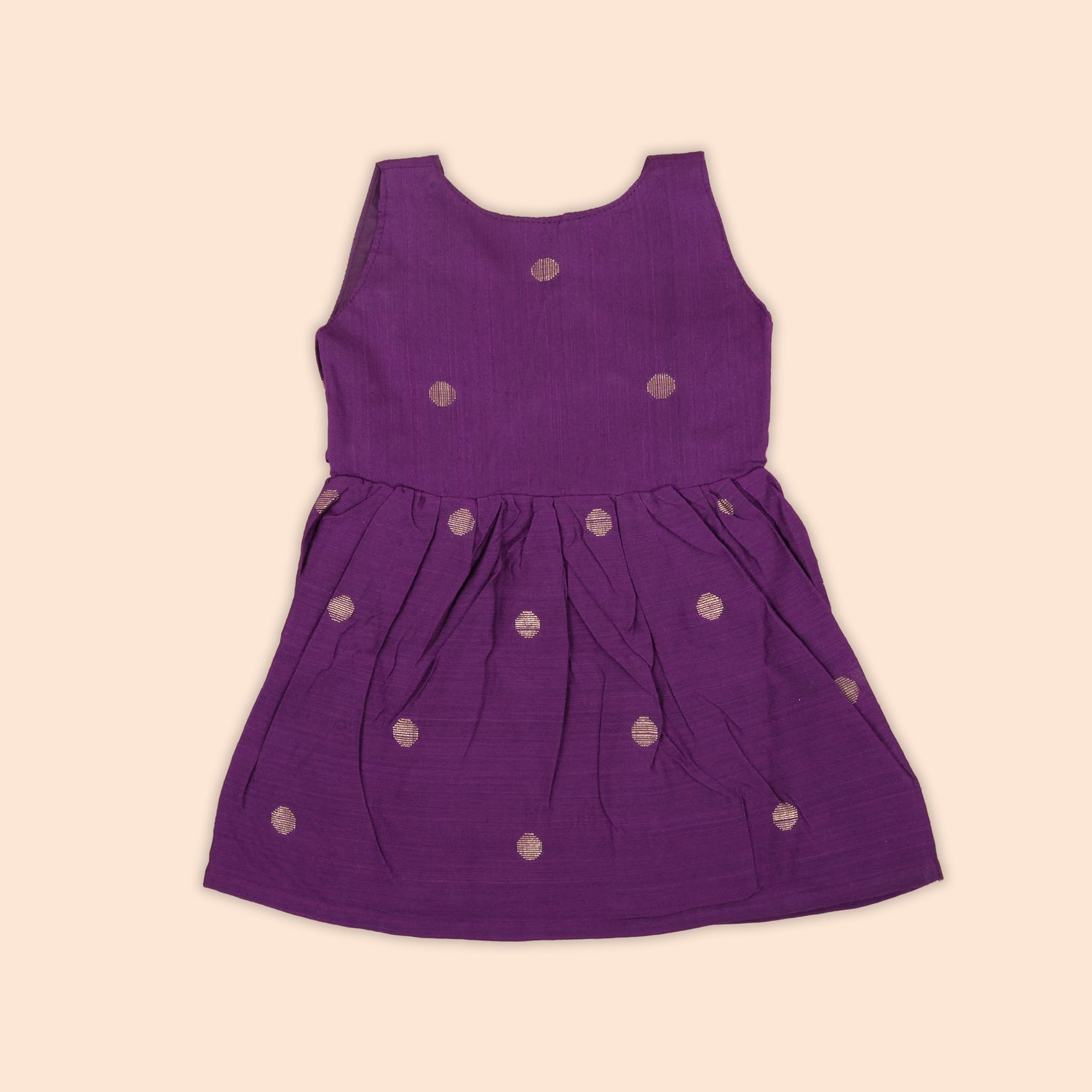 Purple Baby Ethnic Silk Frock with Gold Polka Weave
