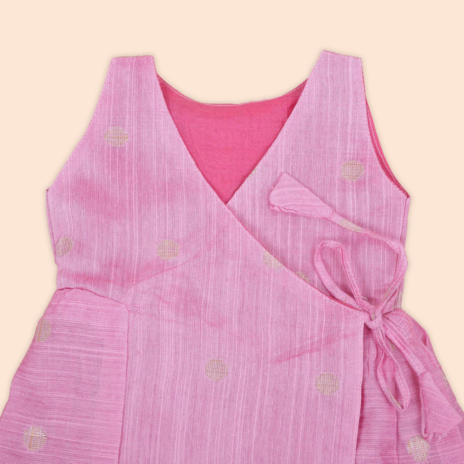 Pink Silk Baby Ethnic Frock with Gold Butta Design