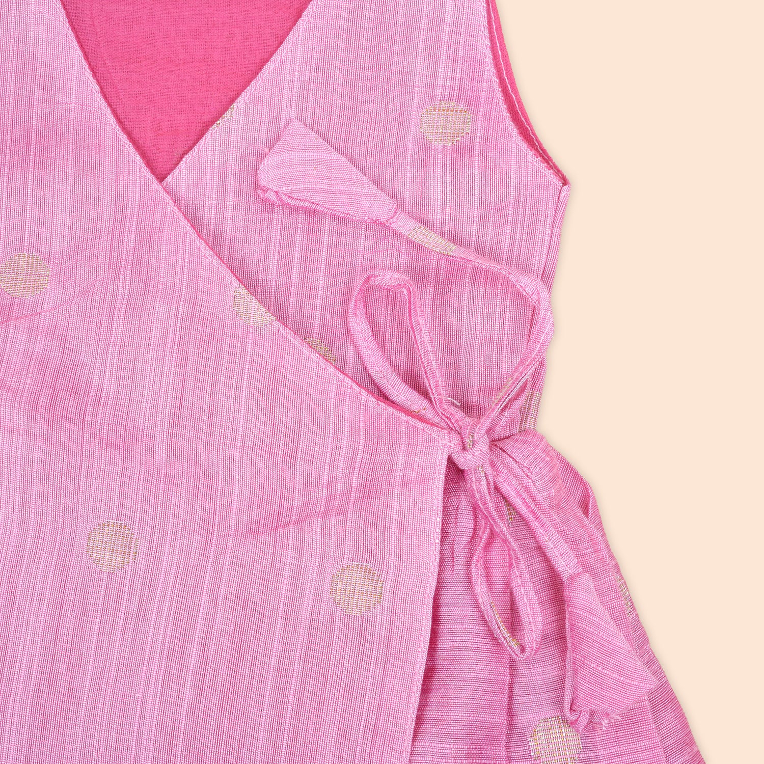 Pink Silk Baby Ethnic Frock with Gold Butta Design