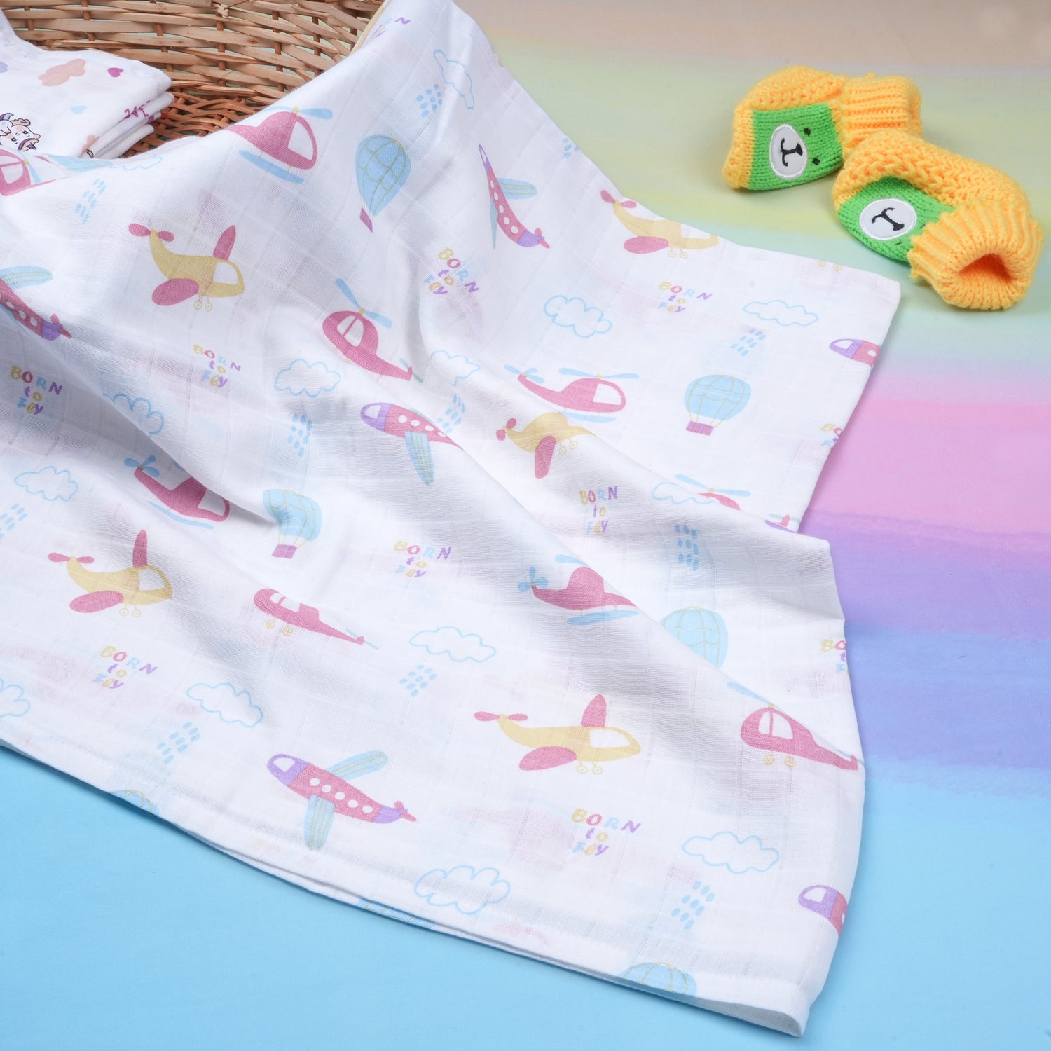 Muslin Swaddle Blanket (100x100 cm) | Soft Breathable Baby Swaddle Printed Wrap