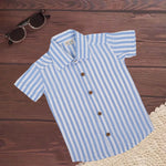 Classic striped cotton shirt for boys with straight collar—soft, breathable, and perfect for everyday casual wear.