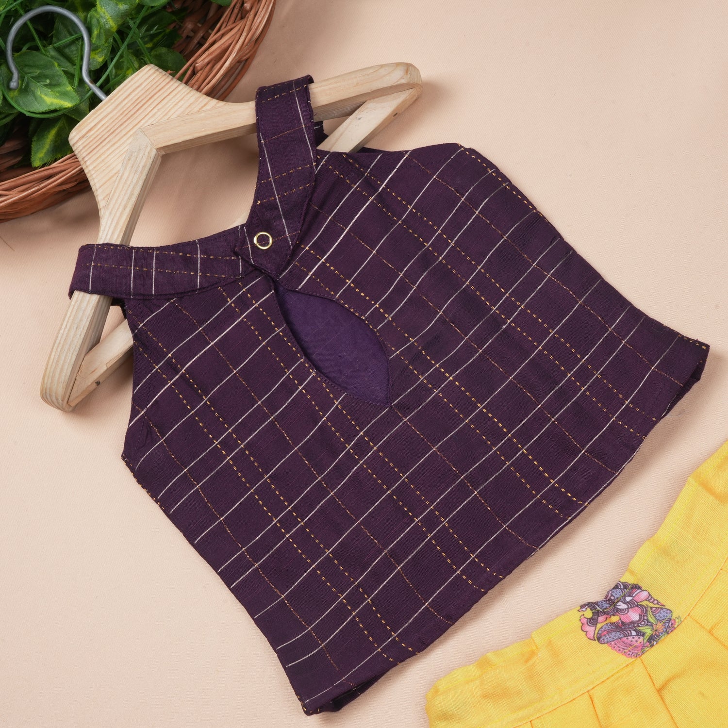 Girls Raw Silk Pichwai Skirt Set