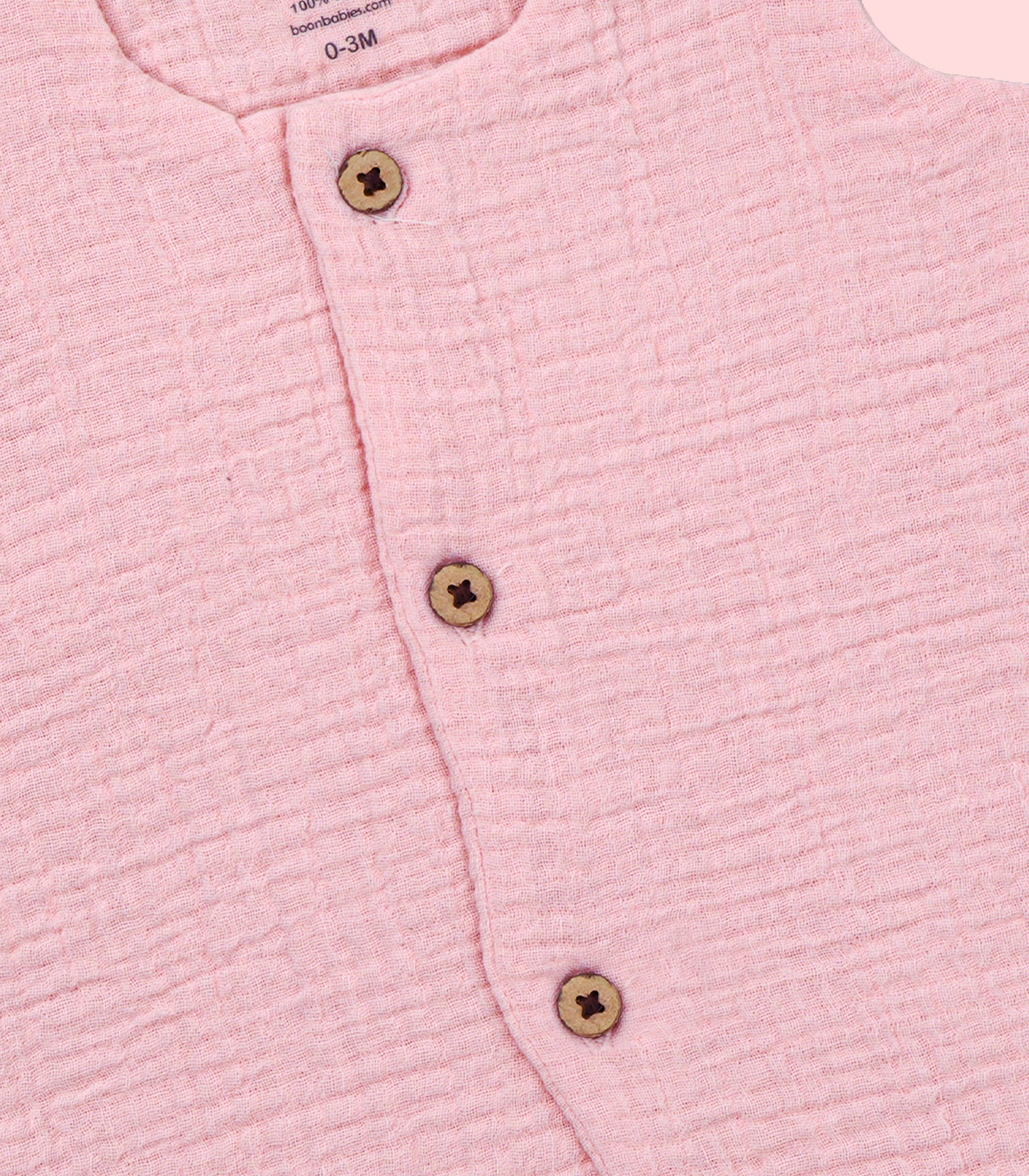 Premium 4-layer crinkled muslin jabla with wooden buttons – soft, breathable & perfect for newborns and toddlers (NB–6M).