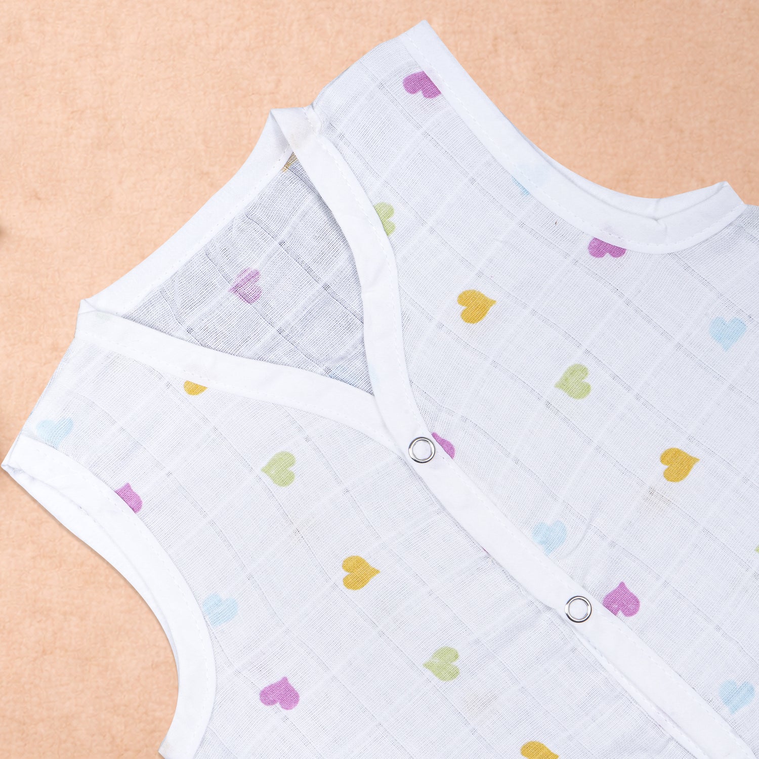 Printed sleeveless muslin jabla for babies from Boon Babies, soft breathable fabric perfect for newborns age 0-12 months.