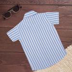 Classic striped cotton shirt for boys with straight collar—soft, breathable, and perfect for everyday casual wear.