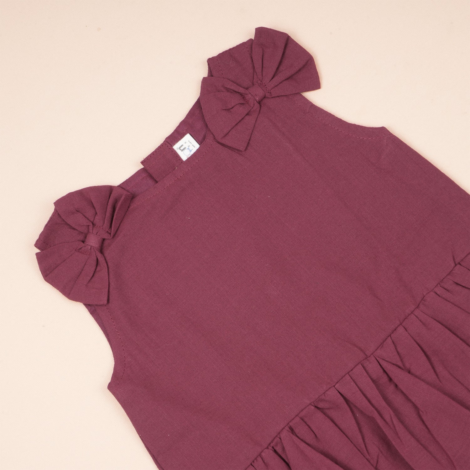 Maroon Handloom Cotton Girls Peplum Top & Pant Set (1–6 Years)