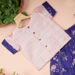 Pink and purple floral ethnic skirt set for girls, featuring a traditional top and matching skirt from Boon Babies.