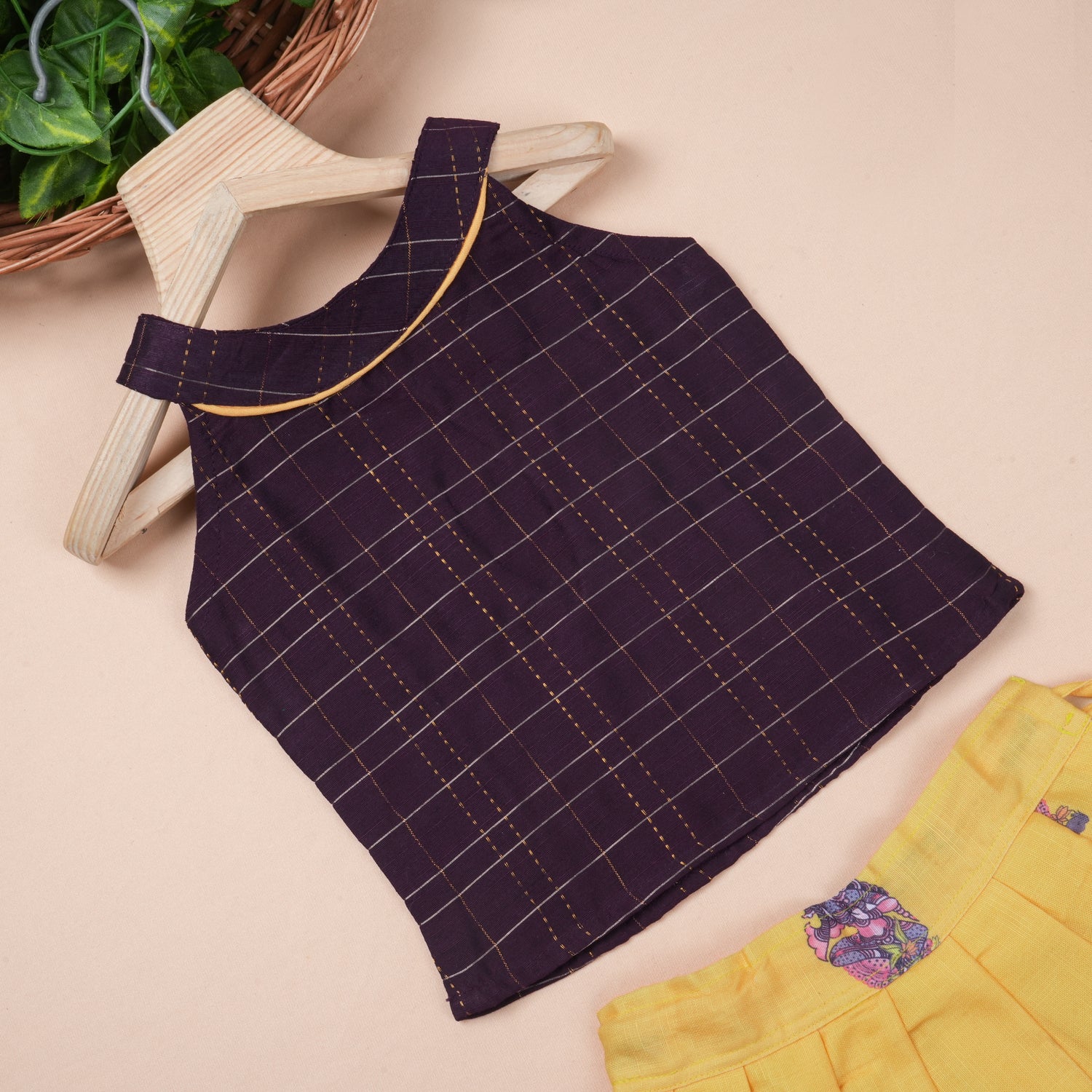 Girls Raw Silk Pichwai Skirt Set