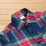 Soft and breathable cotton checked shirt for boys with a mandarin collar—ideal for casual and outdoor wear.