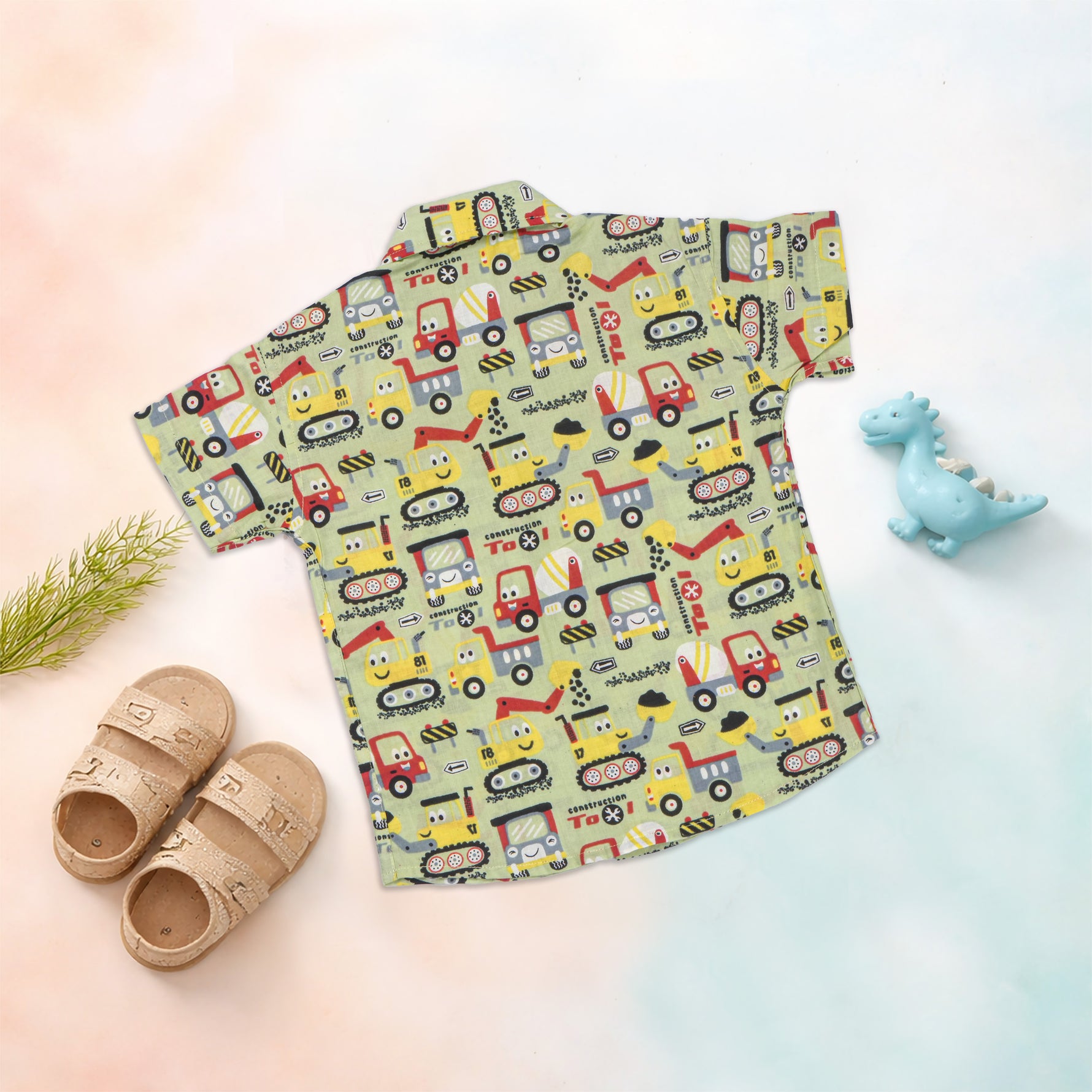 Boon Babies Jaipur cotton shirt and shorts set with printed design, straight collar, breathable summer wear for children.