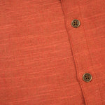 Boys cotton printed straight collar shirt in burnt orange with casual style, featuring a button-up front and long sleeves.