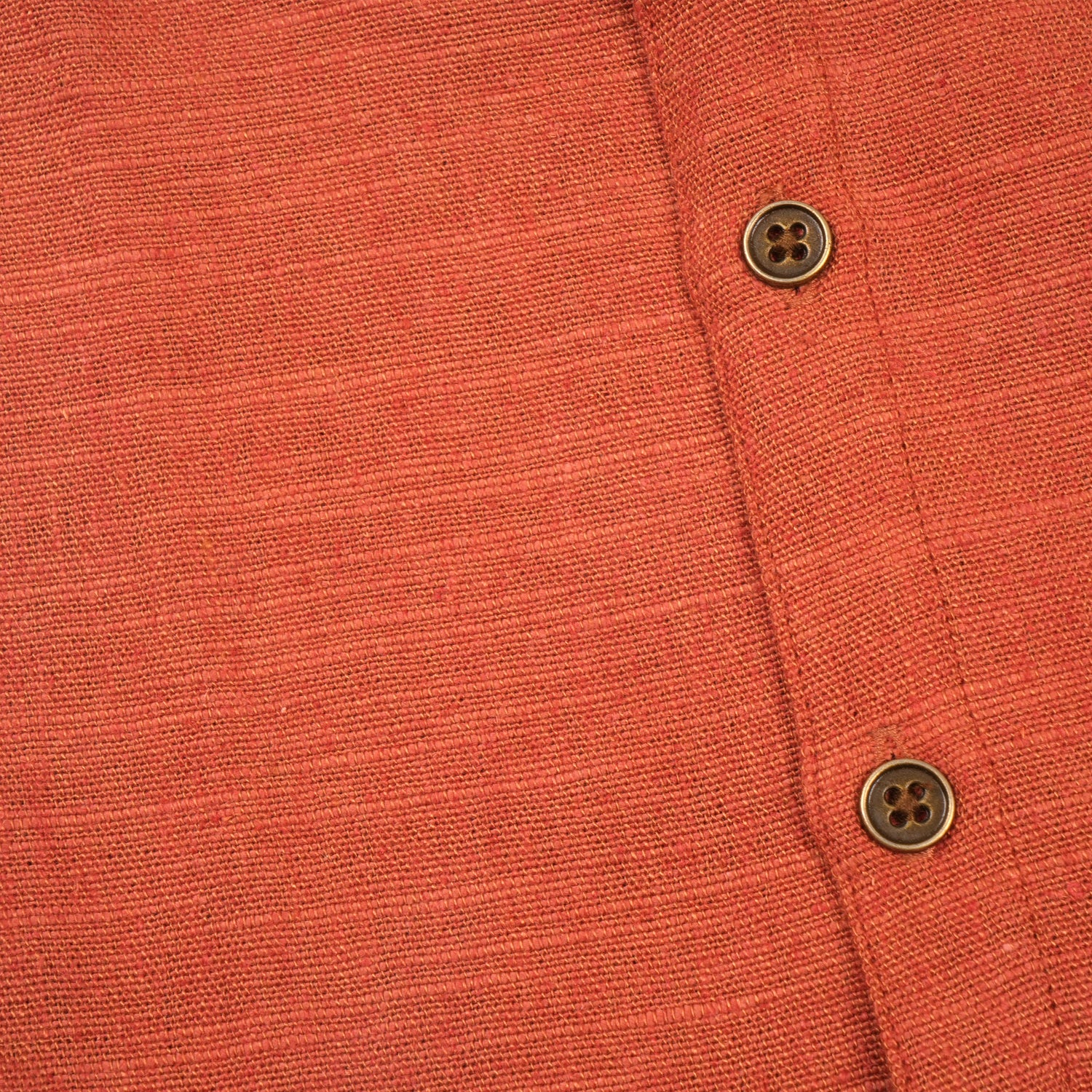 Boys cotton printed straight collar shirt in burnt orange with casual style, featuring a button-up front and long sleeves.