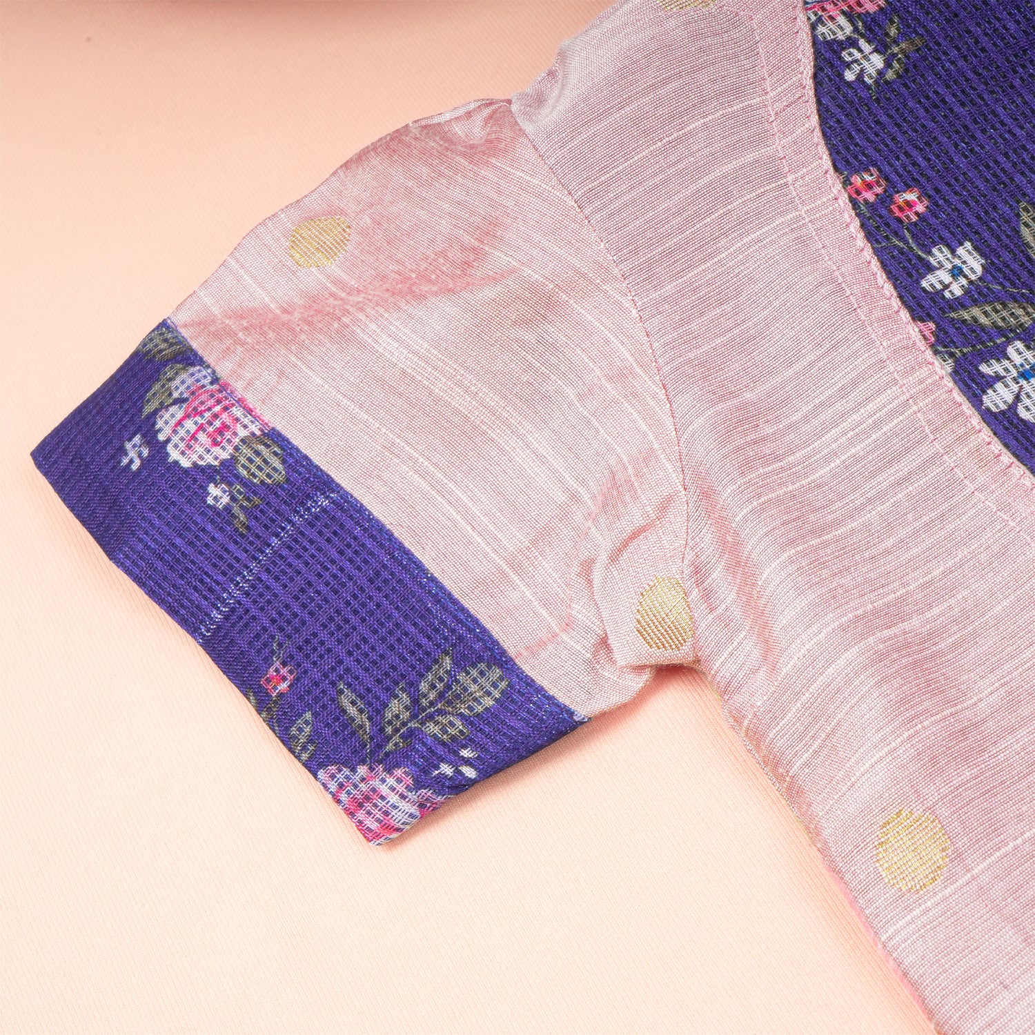 Pink and purple floral ethnic skirt set with matching top, featuring traditional patterns and vibrant colors from Boon Babies.
