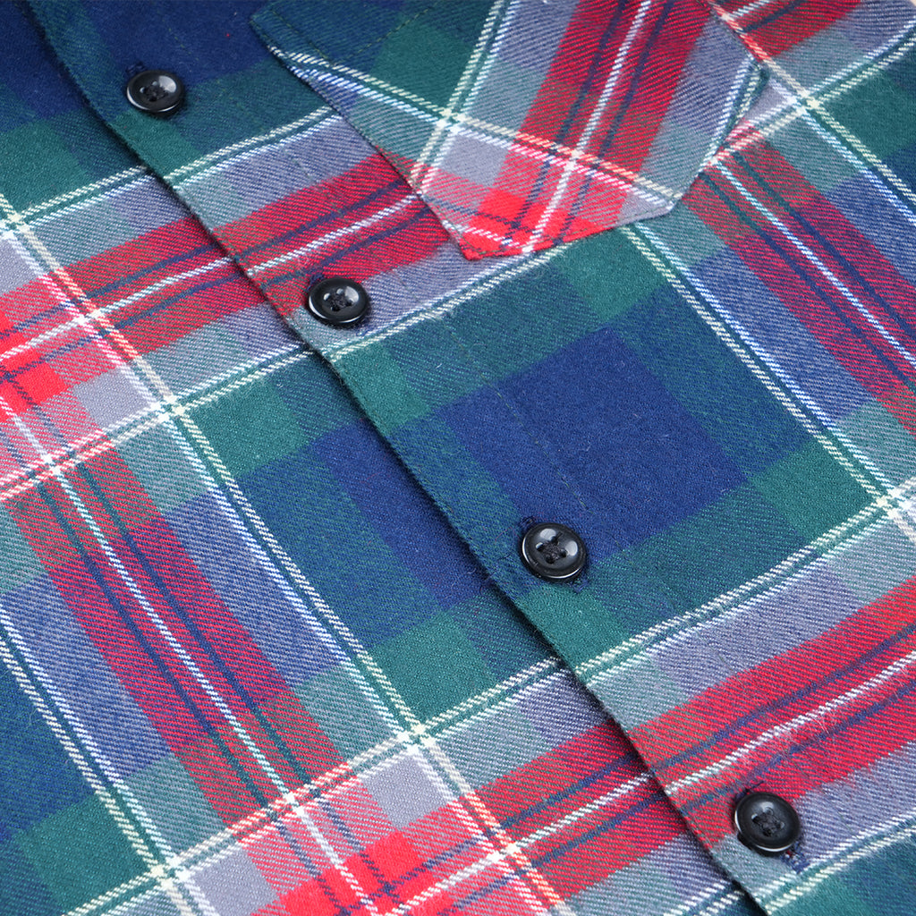 Soft and breathable cotton checked shirt for boys with a mandarin collar—ideal for casual and outdoor wear.