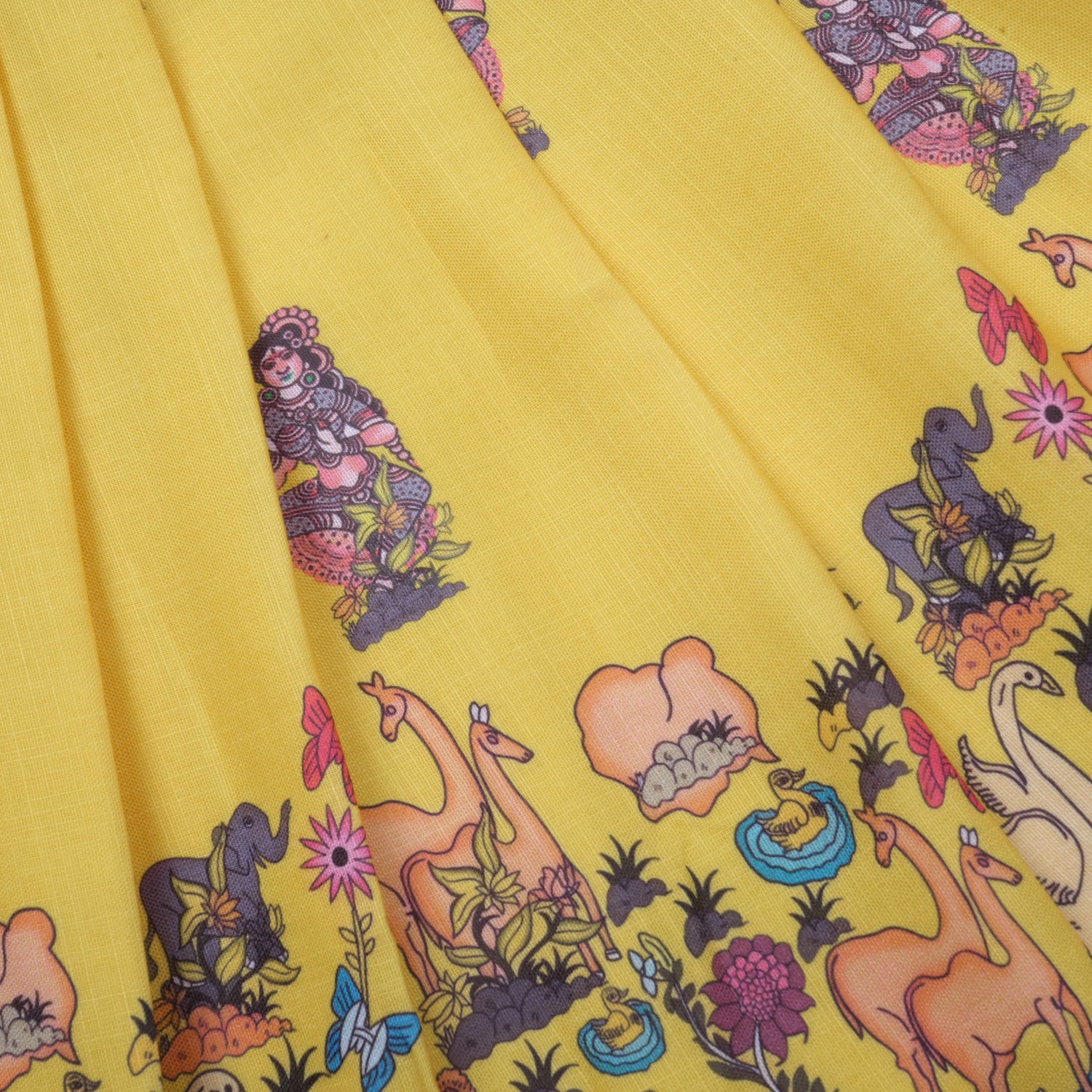 Girls Raw Silk Pichwai Skirt Set