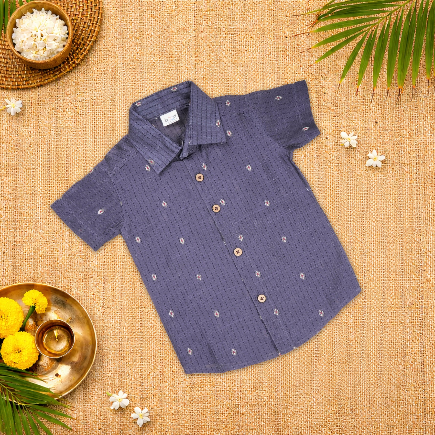 Handloom silk cotton shirt with optional dhoti set for boys — elegant, traditional, and perfect for festive and outdoor ethnic occasions.