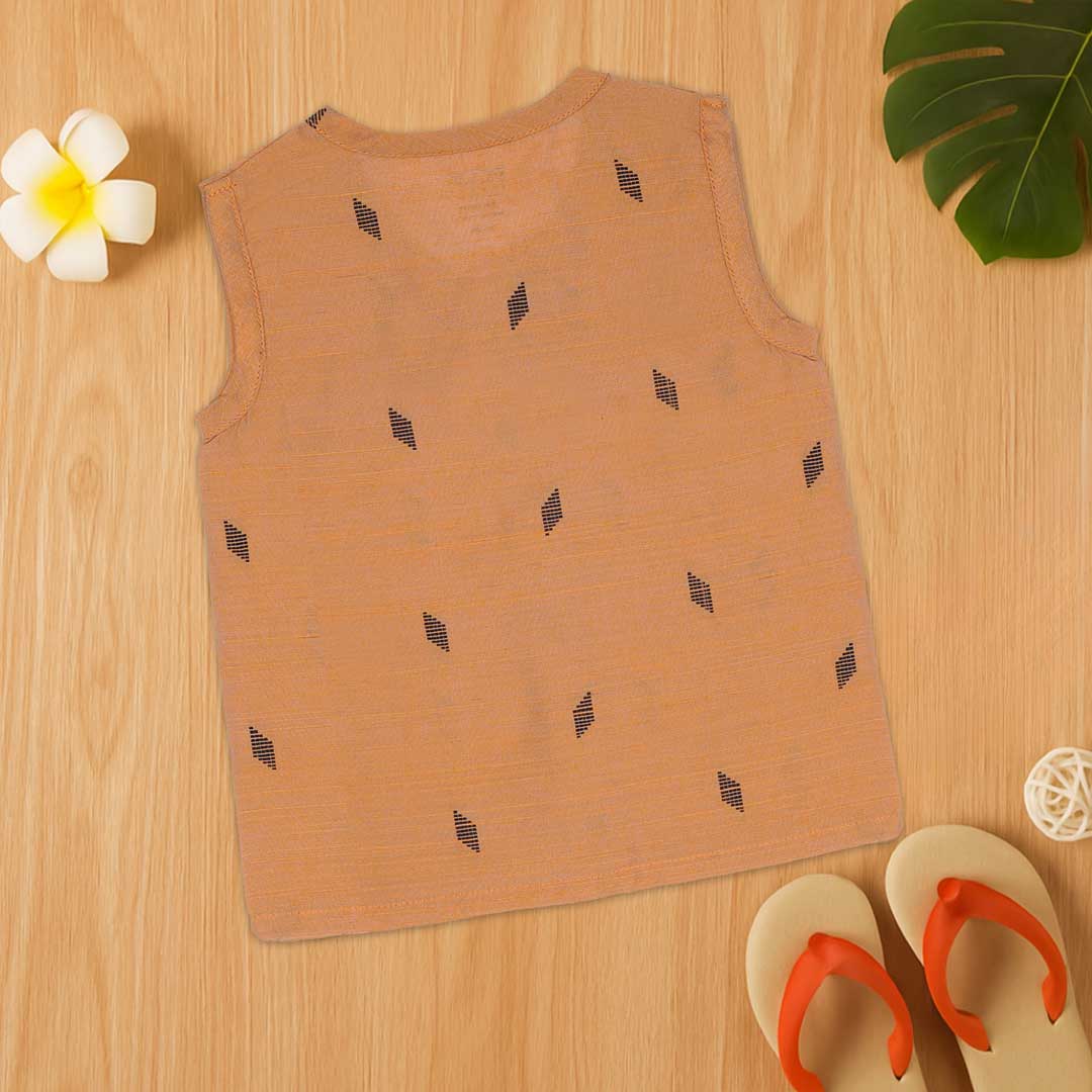 Peach Ethnic Jabla with Wooden Buttons – Soft & Stylish