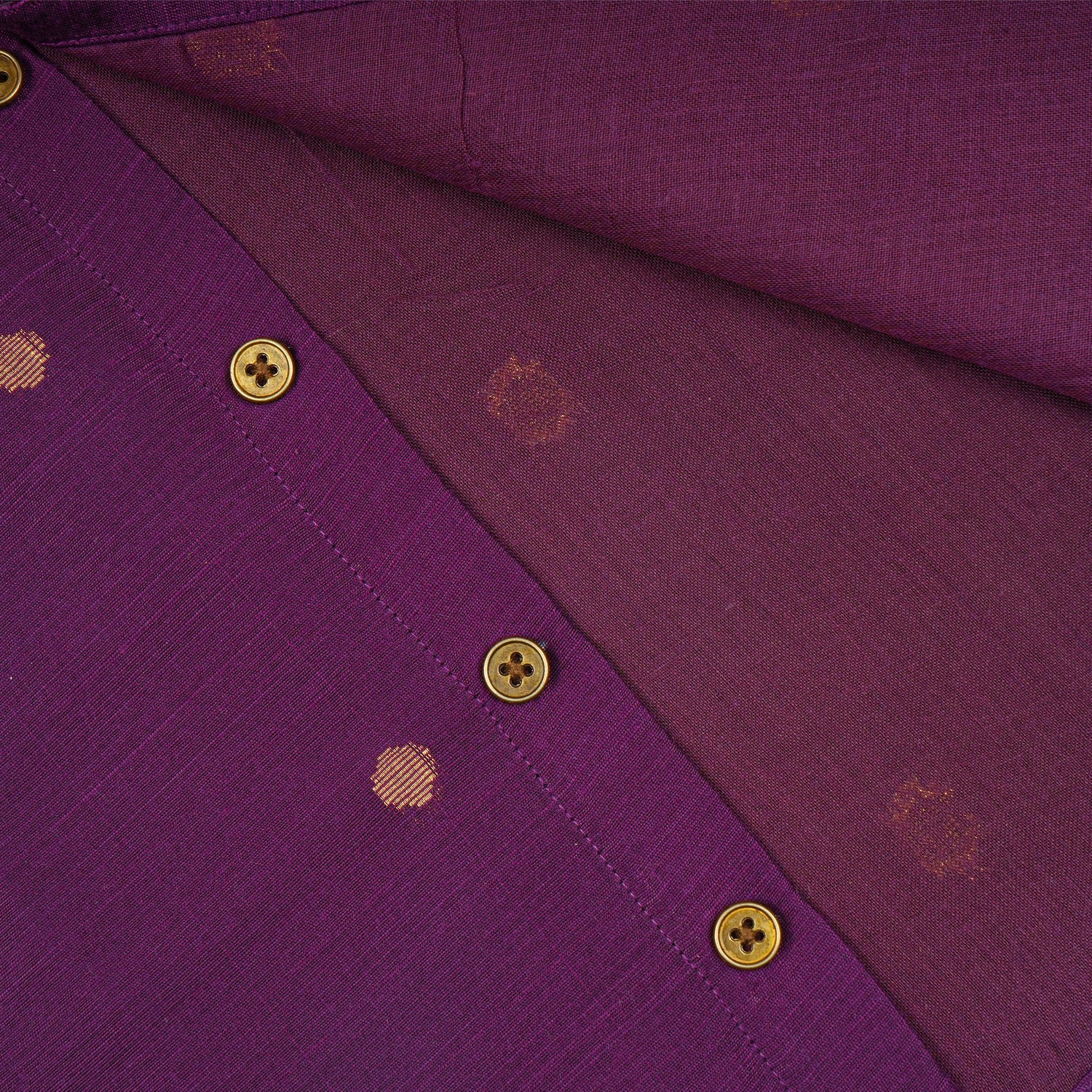 Deep purple raw silk ethnic shirt and dhoti set for festive wear by Boon Babies, featuring traditional Indian attire and intricate details.