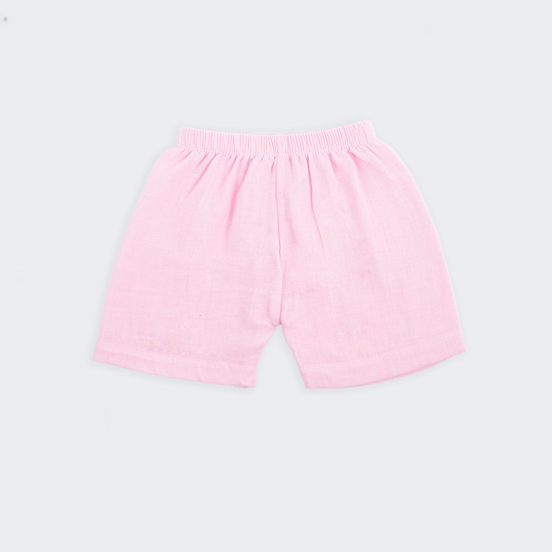 Breathable crinkled muslin jabla and shorts set for babies aged 3–18 months. Soft, lightweight daily wear made in Coimbatore.