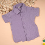 Boon Babies boys' solid popcorn shirt with regular collar, lightweight polycotton, casual style for ages 6 months to 5 years.
