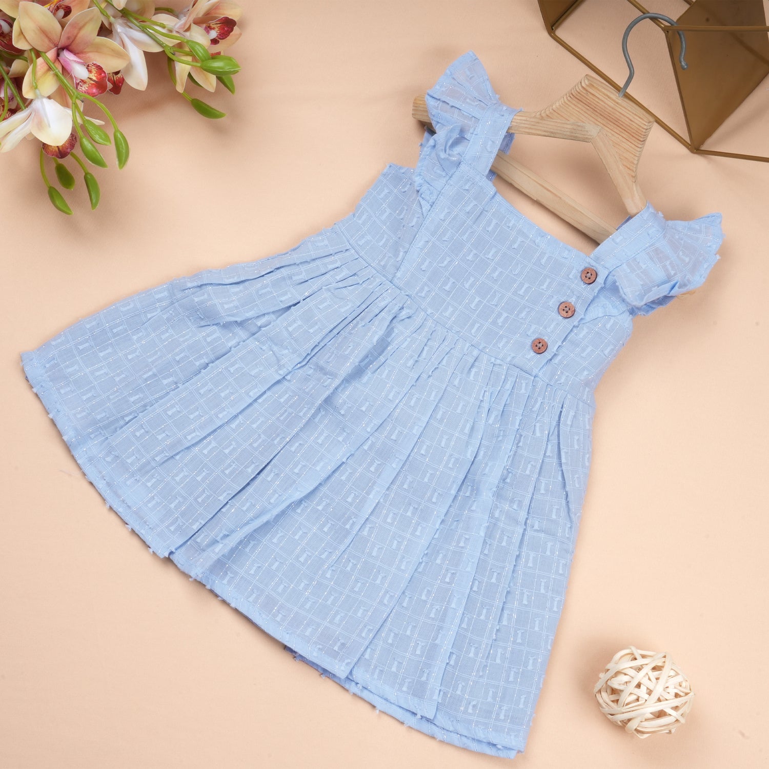 Boonbabies girls' solid frill cotton frock for babies aged 6 months to 5 years, casual soft twill cotton baby girl dress.