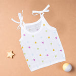 Boonbabies muslin knot jabla for babies, soft printed tie-up baby top in light fabric, suitable for ages 0-6 months.
