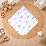 Boonbabies soft printed 2-layer muslin hooded baby towel with hood, measuring 70x70 cm, perfect for newborns.