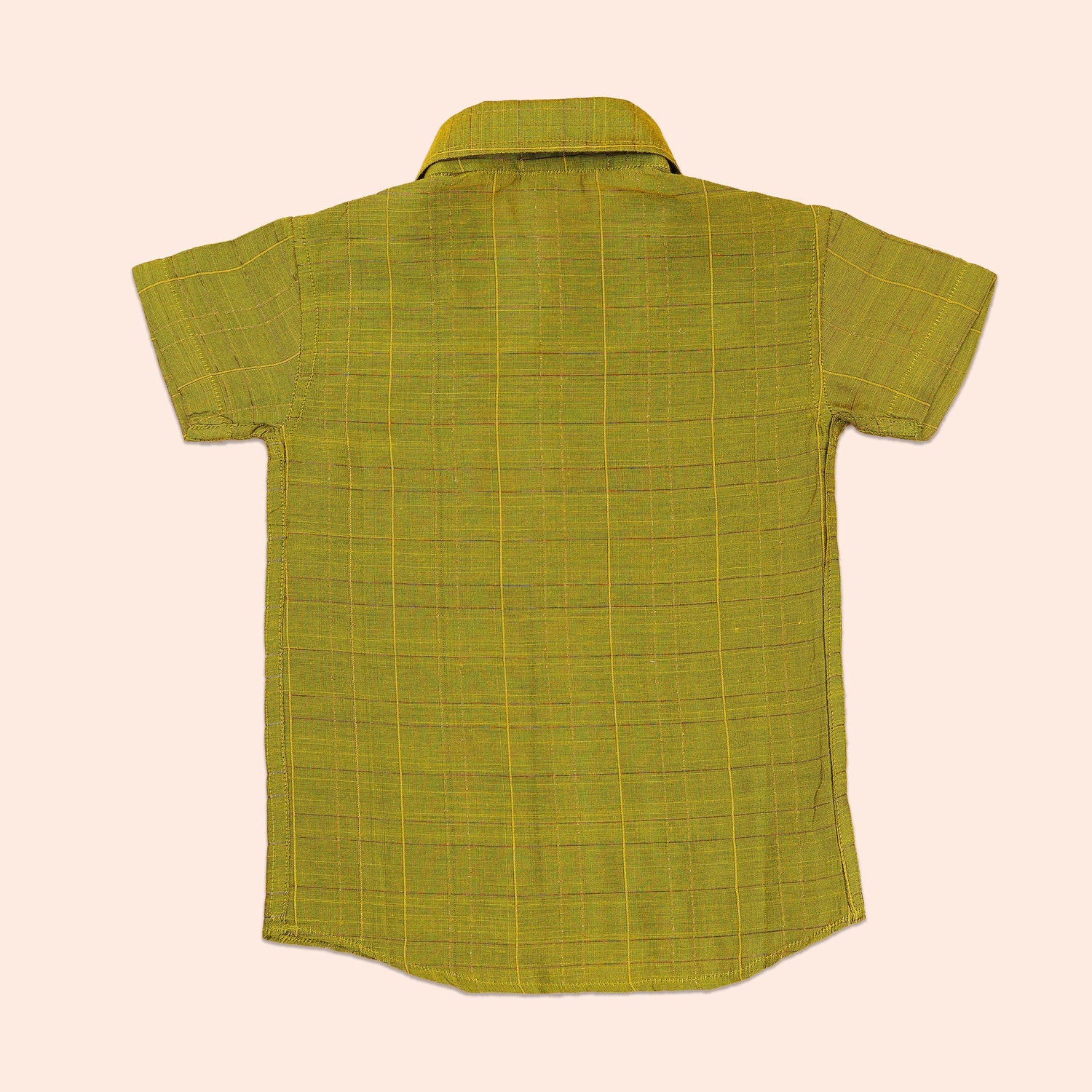 Classic Mustard Silk Festive Check Shirt & Dhoti Set for Boys