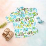 Pink Jaipur cotton elephant print shirt and shorts set for kids, featuring straight collar and summer-ready design by Boon Babies.