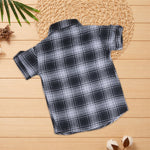 Soft and breathable cotton checked shirt for boys with a classic collar—ideal for casual and outdoor wear.