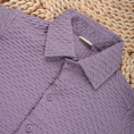 Lightweight solid popcorn shirt for boys by Boon Babies, with a regular collar, perfect for kids aged 6 months to 5 years.