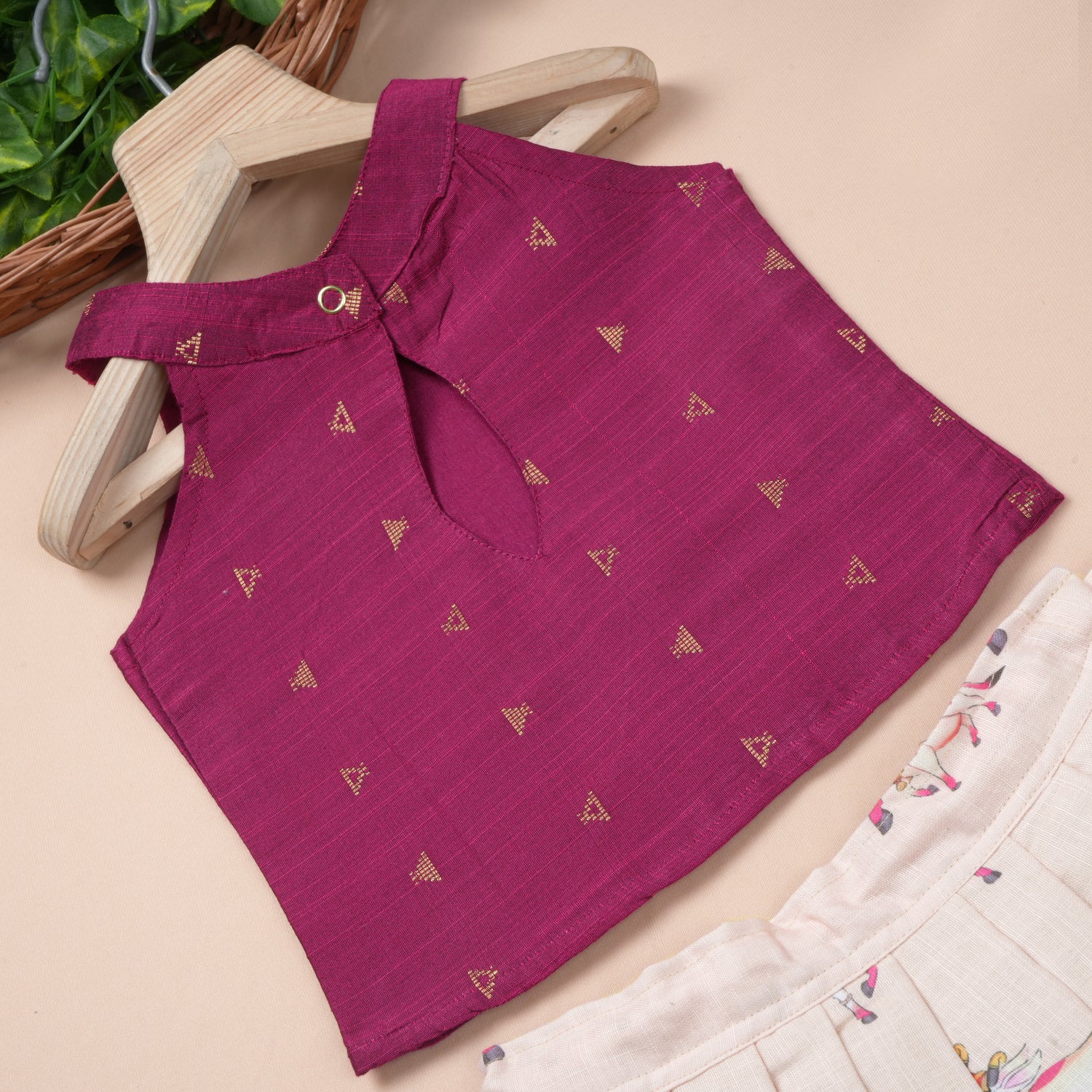 Girls Raw Silk Lotus Skirt Set