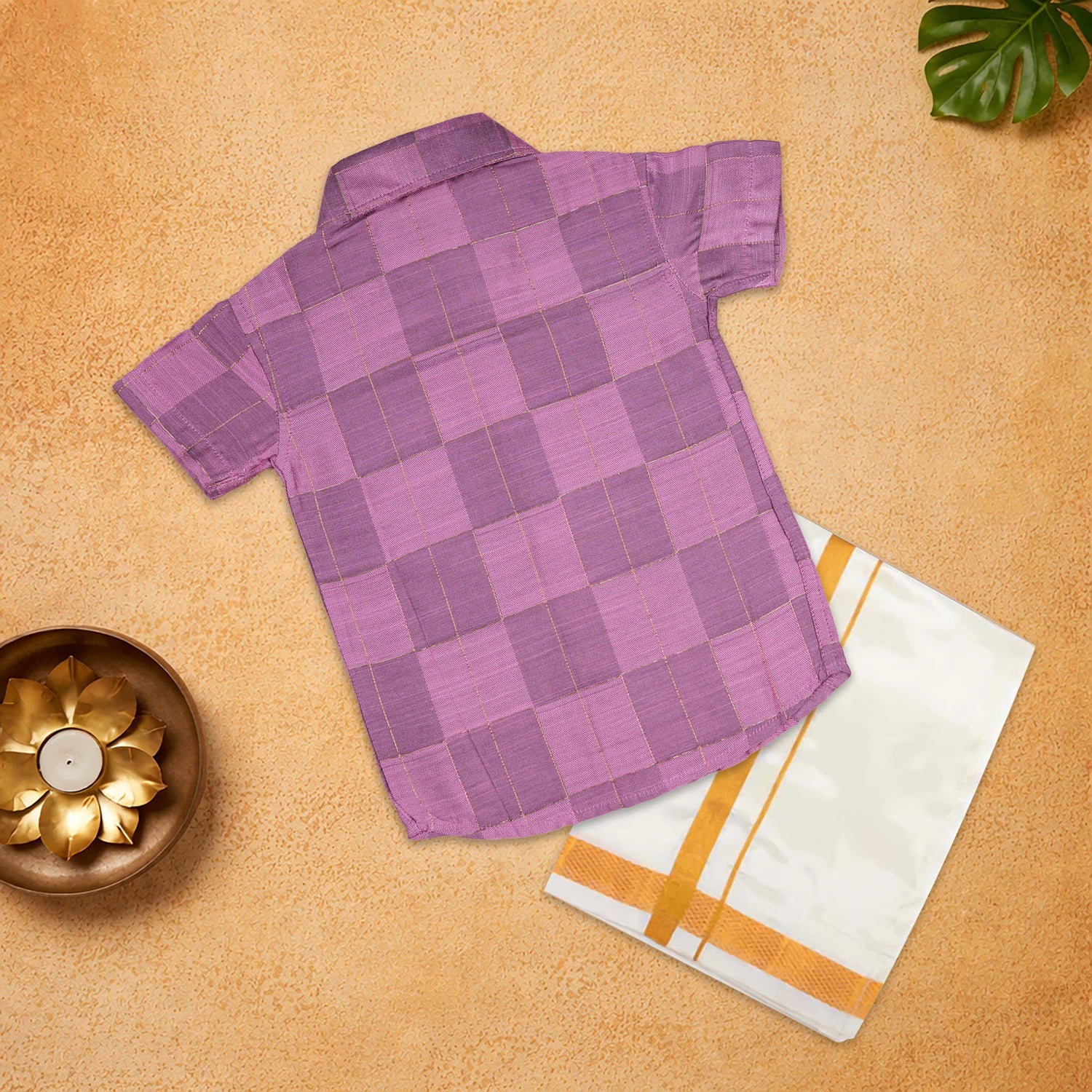 Boys Lavender Shirt With Dhoti