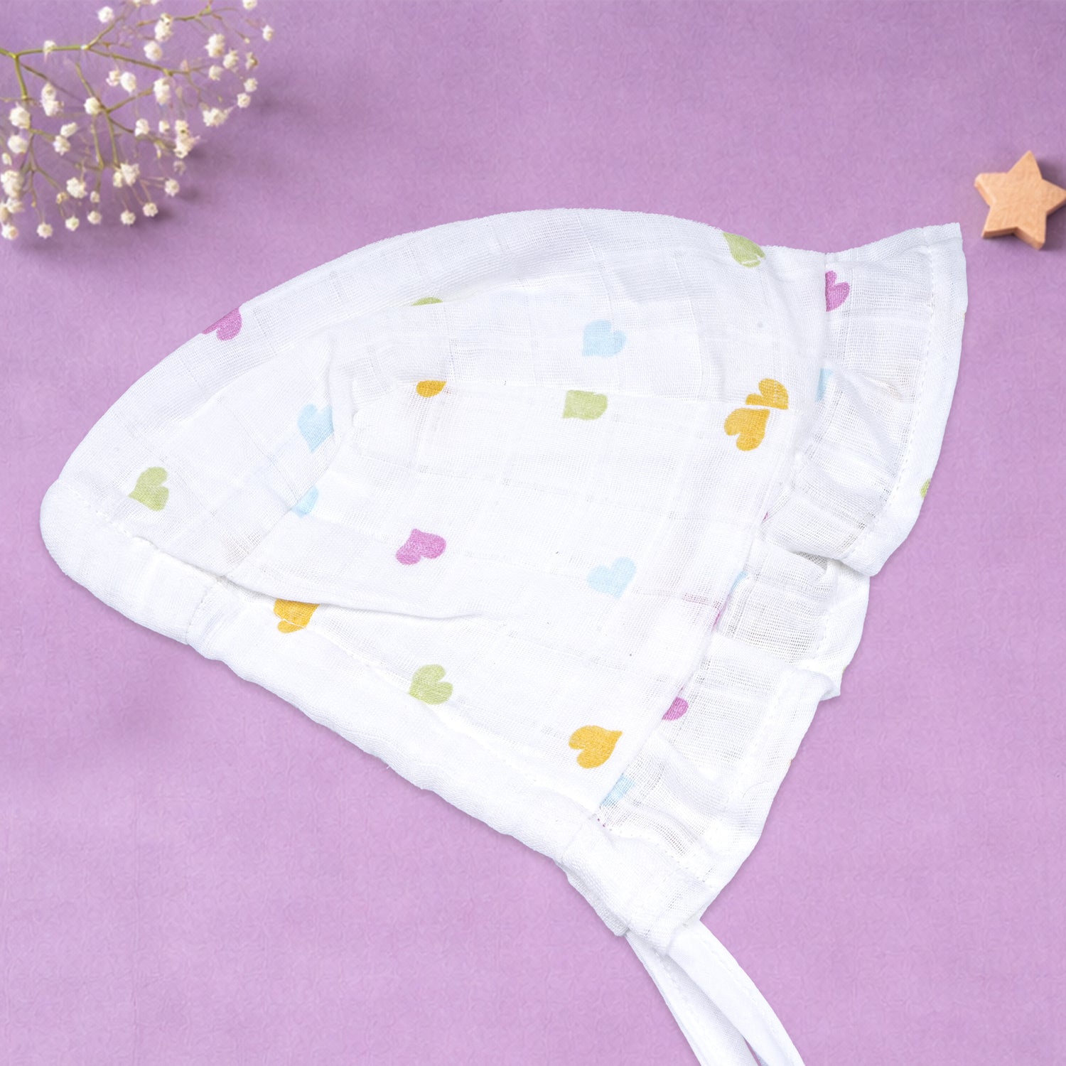 Boonbabies printed muslin baby knot cap, mittens, and booties set for 6-24 months, soft newborn accessories combo.