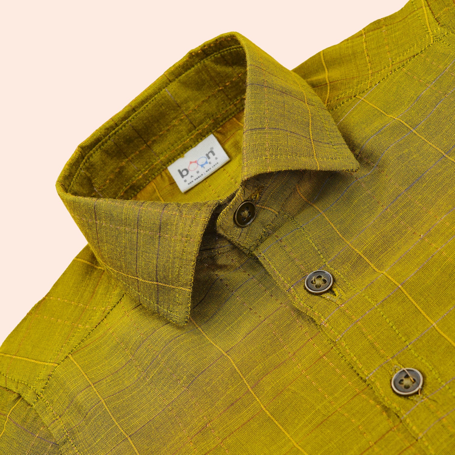 Olive Gold Silk Heritage Check Shirt for Boys
