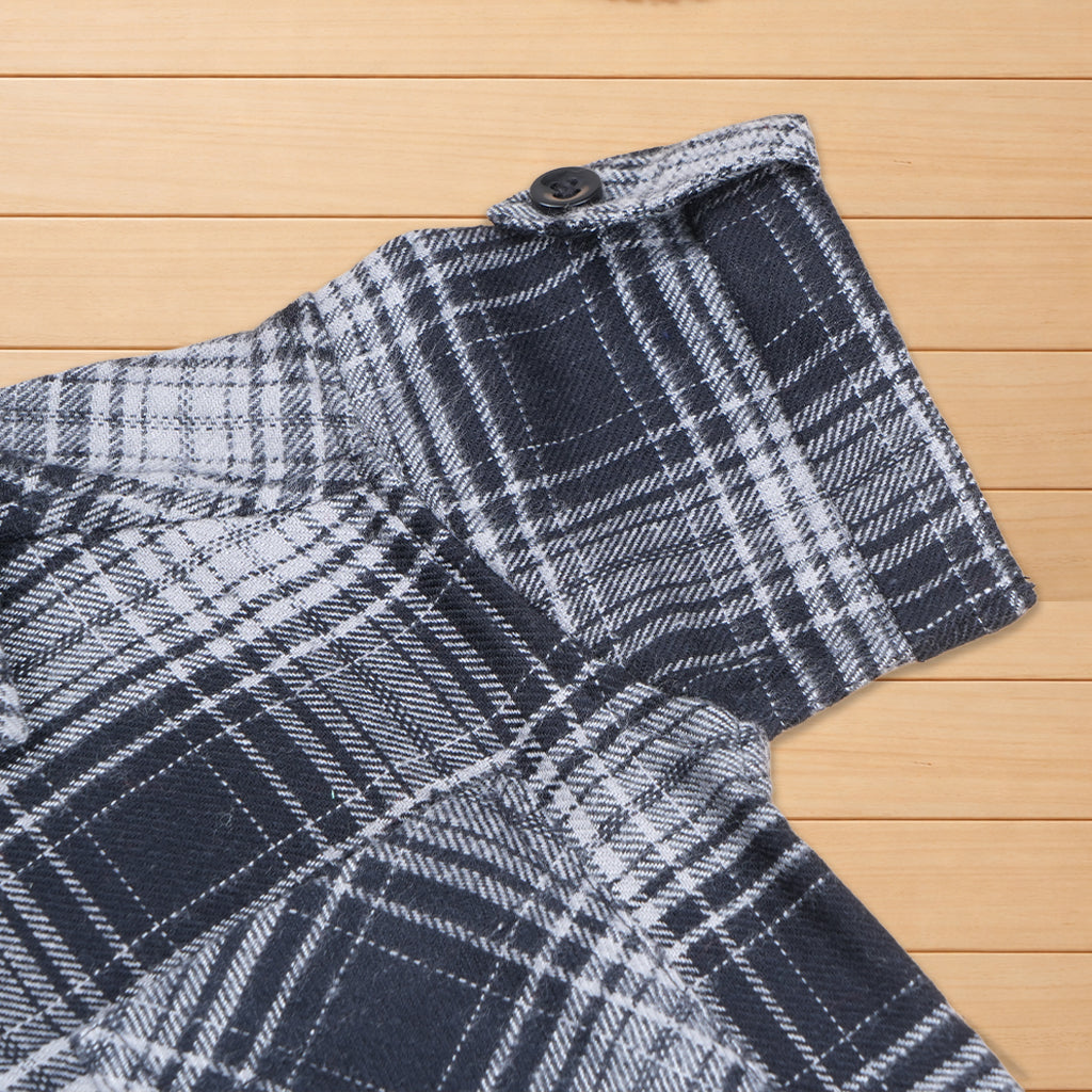 Soft and breathable cotton checked shirt for boys with a classic collar—ideal for casual and outdoor wear.