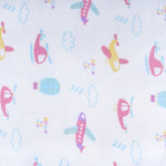 Boonbabies printed hooded muslin baby towel with 2 layers, soft and absorbent, featuring a cute printed design for newborns.